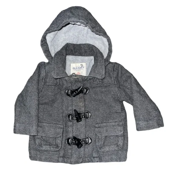 🔥 5 for $30 🔥 Old Navy Infant Wool Blend Pea Coat Gray | 6-12M - Picture 1 of 3